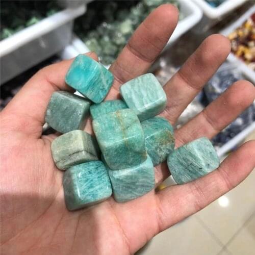 Natural bulk tumbled amazonite quartz cube crystals healing stones for home decoration