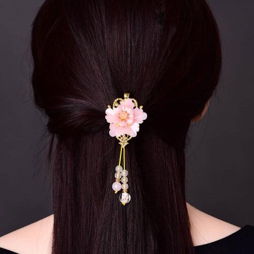 Jade Stone Barrettes Flowers Hairpin Charm Jadeite Jewelry Amulet Fashion Accessories Natural Chinese Gifts for Wome