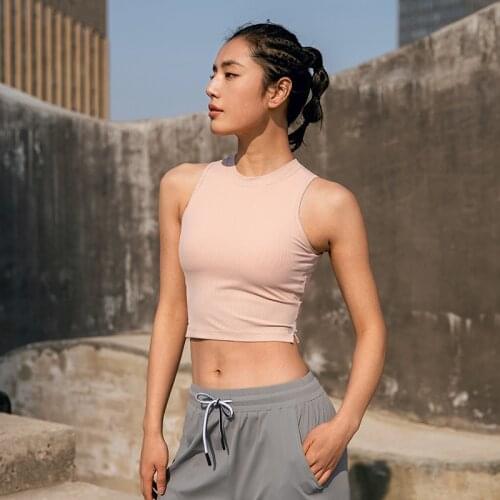 Tight Yoga Shirts Women Sleeveless Cropped Gym Tops Fitness Running Workout Sport T-Shirts Sports Wear Vest
