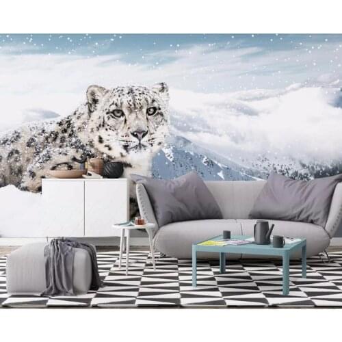 Custom Photo Wallpaper Large Wall Painting Background Wall Paper Snow leopard animal leopard landscape background wall painting