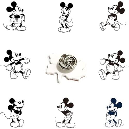 Disney Simple Gray Mickey Lapel Pin Mickey Mouse Fashion Pin Cartoon Resin Acrylic Unique Taste Cartoon Children Ladies Jewelry