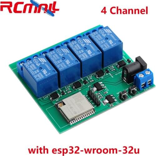 RCmall ESP32S 4 Channel Independently Controlled Wifi Bluetooth-compatible Relay Module with esp32-wroom-32u