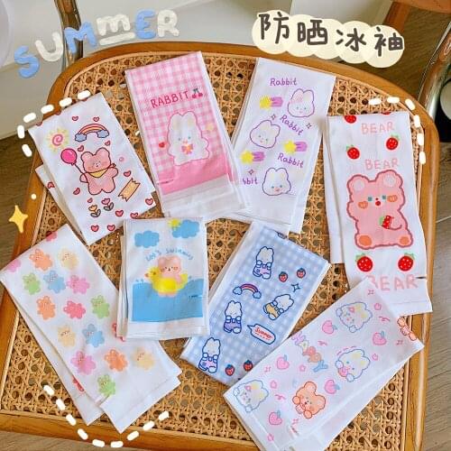 Summer Ice Sunscreen Sleeve For Women Outdoor Sports Sleeve Super Cute Girl Style Versatile Animal Picture Arm Warmer