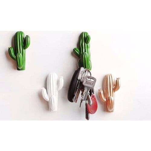 Self-adhesive 3D Hanger Hook Creative Resin Cactus Wall Hook Key Hanger Home Decoration Accessories
