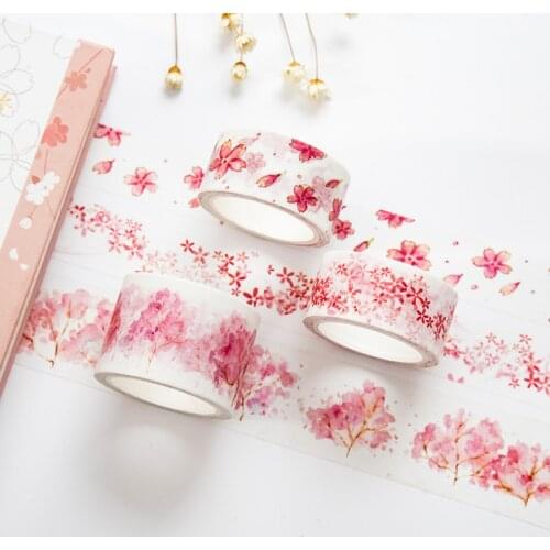 Freedom Watercolor Sakura Washi Tape Adhesive Tape DIY Scrapbooking Lovely Decorative Sticker Label Masking Craft Tape