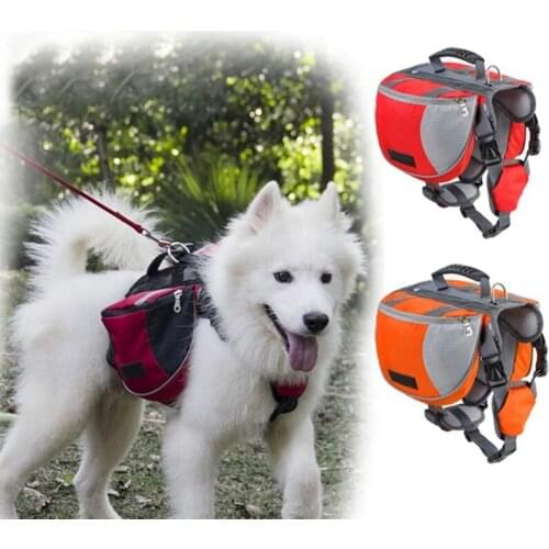 YOOAP Pet Outdoor Backpack Large Dog Reflective Adjustable Saddle Bag Harness Carrier For Traveling Hiking Camping Safety