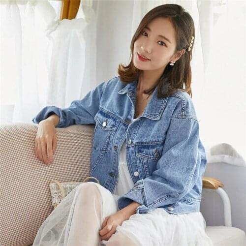 2021Spring Autumn Clothes New Cowboy Coat Women BF Embroidered Denim Jacket Female Students Loose Letters Jeans Outwear Top Lady