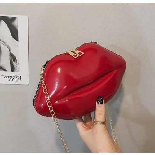 Womens bag 2020 new Hot Lips PU Flap Chains Fashion Solid Shoulder Bags Euro-America style mini bag purse