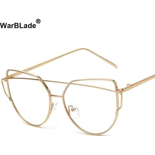Women Eyeglasses Brand Designer Cat eye Rose Alloy Frame Anti-blue ray Optical Clear Len Glasses Unisex Eyewear Frames 2018