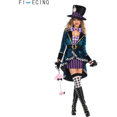 Halloween Alice Dress Women Costume Alice in Wonderland Cosplay Suit Magician Performance Clothes Fairy Tale Fancy Carnival