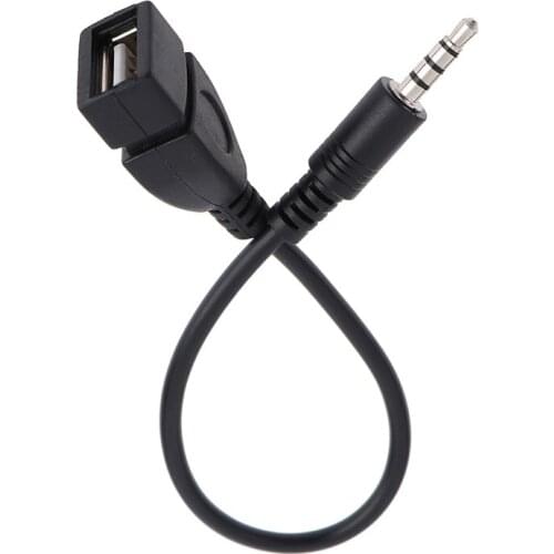 1PC Auto Car Electronics 3.5mm MP3 Male AUX Audio Plug Jack To USB 2.0 Female Converter Cable Cord For Play Music Audio Cable