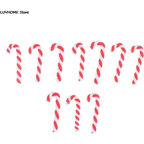 10Pcs Kawaii Cute Clay Christmas Red White Candy Cane Craft Home Christmas Decoration Resin Flatback Cabochons Scrapbooking