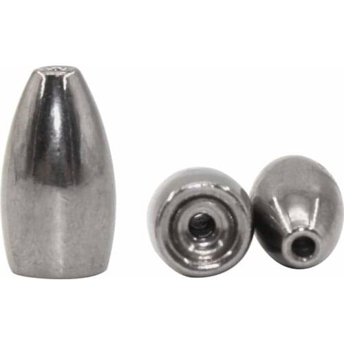 10Pcs Silver 100% Tungsten sinker Bullet Casting fish sinkers Fishing Worm Tungsten weights jigs bait rigs fishing acessories