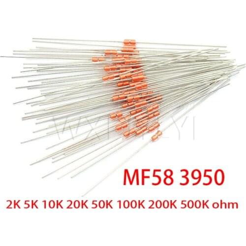 20pcs NTC Thermal Resistor NTC MF58 3950 5% B 2K 5K 10K 20K 50K 100K 200K 500K Ohm Thermistor