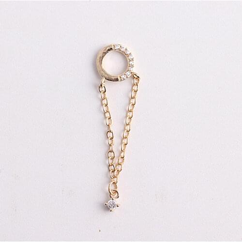 5pcs Round chain pendant Real gold Zircon Nail art jewelry nails decorations crystal Manicure zircon diamond nail Charms TN4955