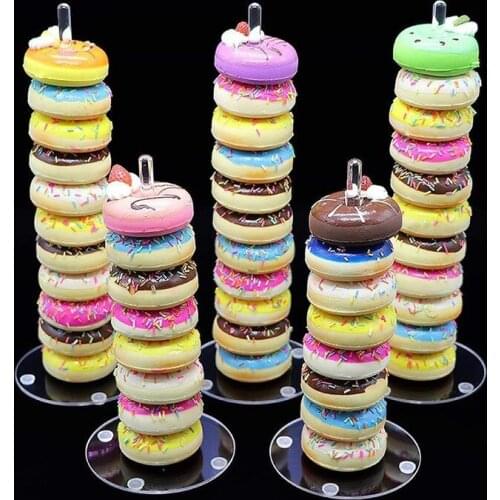 5pcs /lot Transparent Acrylic Donut Display Stand round style square base