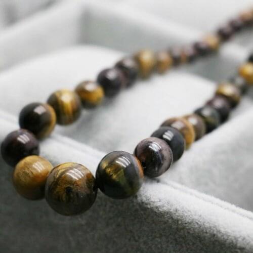 6-14mm Natural Yellow Tiger Eyes Stone Beads Necklace For Women Girls Ladies Chain Jewelry Making Design Ethnic Christmas gifts