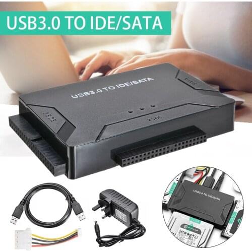 3 in 1 USB to Sata IDE Adapter USB 3.0 to SATA IDE ATA Data Converter 2.5" 3.5" SSD HDD + UK Power Plug Set for PC Computer
