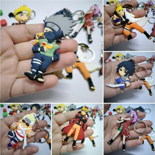 Animne Ninja Cosplay Keychain cartoon character pendant double sided soft adhesive Fashion Pendant bag pendant Keychain