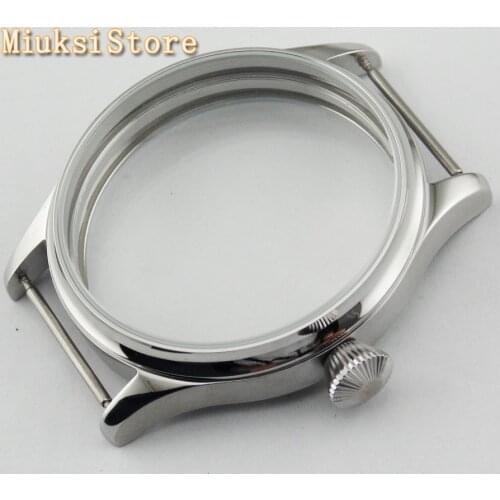 Corgeut 44mm polished stainless steel Case fit ETA 6497/6498 Sea gull ST36 mechanical movement