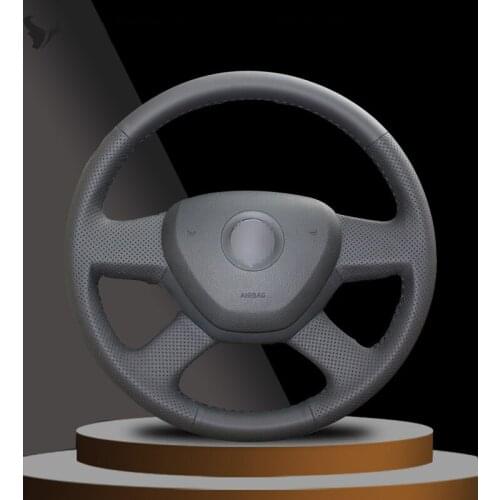 Hand-stitched Black Artificial Leather Steering Wheel Cover for 2014 Skoda Octavia 2013 Skoda Fabia