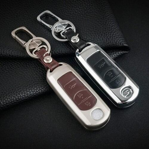 Zinc Alloy+Leather Car Remote Key Case Cover for Mazda 2 3 6 Axela Atenza CX-3 CX-5 CX5 CX-7 CX-9 2014 2015 2016 2017 Smart Fold