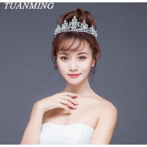 Crystal Crown Tiaras Women Bride Headpiece Princess Wedding Crown Silver Color Rhinestone Crystal Crown Headband Hair Ornaments