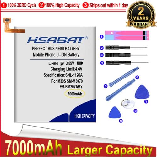 HSABAT 0 Cycle 6500mAh EB-BM207ABY Battery for Samsung Galaxy M30s SM-M3070 High Quality Mobile Phone Replacement Accumulator