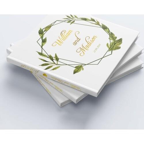 Personalized Greenery Wedding Guest Book Alternative Geometric Wedding Guestbook Wreath Guestbook White Wedding Photo Album Deco
