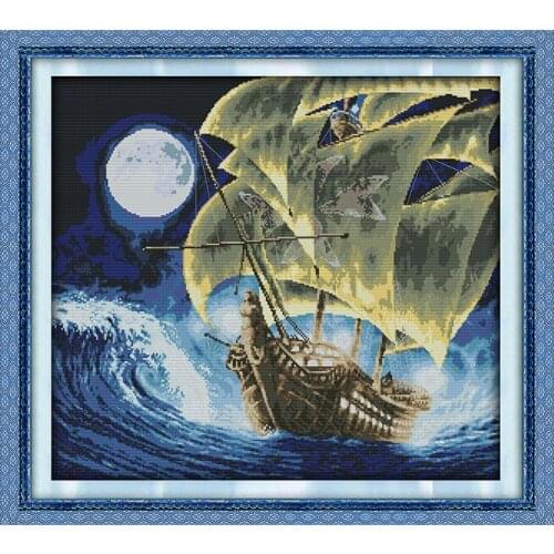Joy Sunday Cross Stitch Pattern Ride the Wind and Waves Cross Stitch Canvas Printing Embroidery Sewing Kit Gift Home Decoration