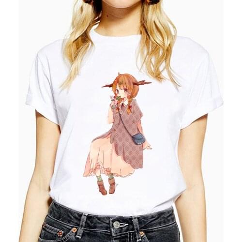 Kawaii Harajuku T Shirt Women Cute Deer Elk Graphic T-shirt Short Sleeve O-neck Ulzzang 90s Fashion Summer White Top Tees Female