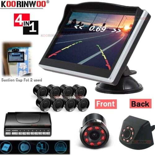 Koorinwoo Ultrasonic 360 Car Parking Sensor Assistance Radar System Window Monitor Rear Front Metal Bumper With Parking Camera