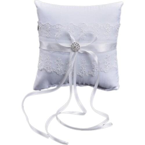 Square Ring Pillow Lace Bow Cushion Bearer For Beach Wedding Western Style Weddings Party Bracelet Supplies Decoration