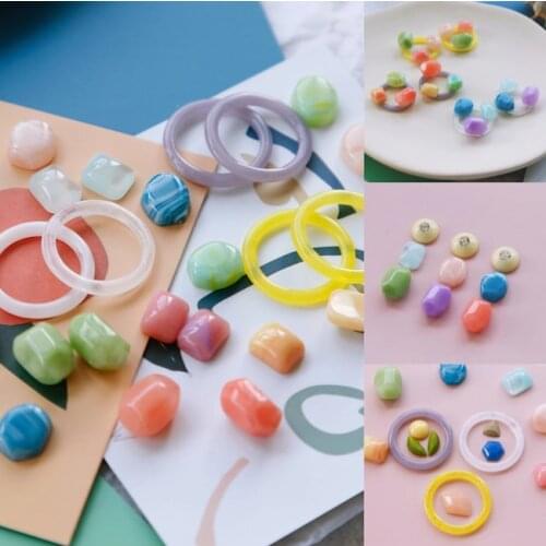 Summer Colorful Color Collocation Resin Circle Patch DIY Hand Made Material Ornament Accessories INS-Style Earrings