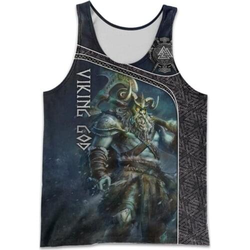 Summer Men vest 3D t shirt Tattoo Viking God Printed Harajuku Sleeveless T-shirt Unisex Tank tops Wholesale and Drop shipping