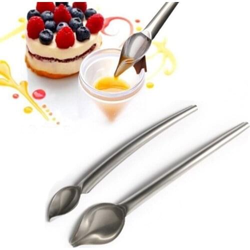 DIY Stainless Steel Chocolate Spoon Flower Decoration Filter Spoon Pastry Tool Pencil Writing Spoon