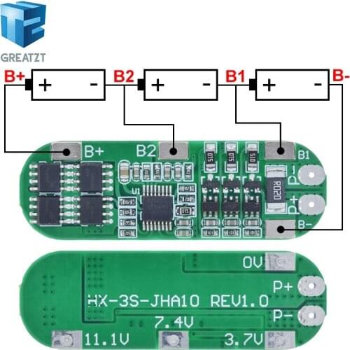 3S 10A 12V Lithium Battery Charger Protection Board Module for 3pcs 18650 Li-ion Battery Cell Charging BMS 11.1V 12.6V NEW
