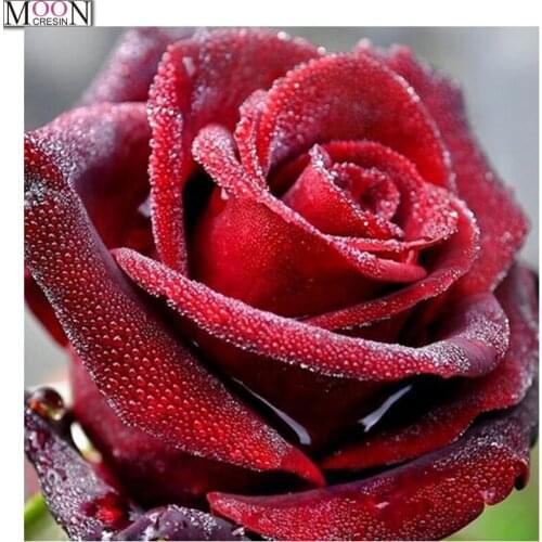 MOONCRESIN DIY Diamond Embroidery Tender Flame Red Rose Diamond Painting Cross Stitch Full Square Drill Rhinestone Mosaic Decor
