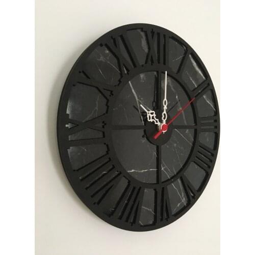 North Designed Bendir Black Rome Circle Decorative Wall Clock 30 Cm