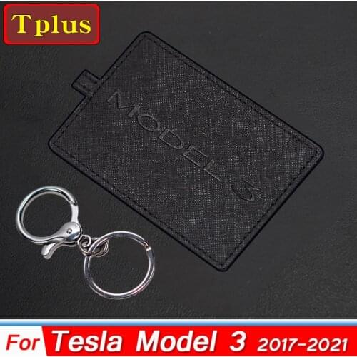 New!! Model3 2021 Car Key Card Holder Leather Protector Cover For Tesla Model 3 Accessories Black Key Fob Case Bag Model Three