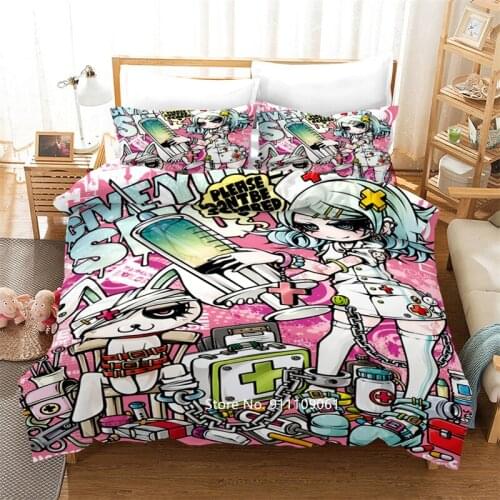 Anime Girl Down Bed Cover Pillowcase Stylish High Quality Color Bedding Set Students Boys and Girls Favorite Home Textile Gifts