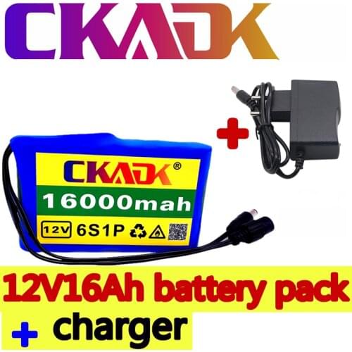 Portable Super 12V 16000mah battery Rechargeable Lithium Ion battery pack capacity DC 12.6v 16Ah CCTV Cam Monitor + charger