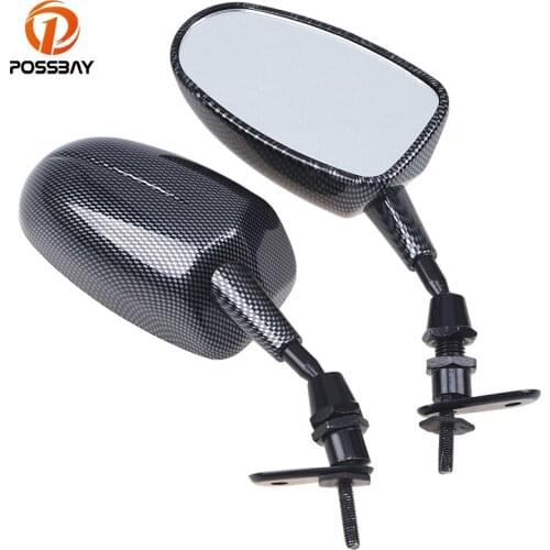 POSSBAY CNC Carbon Fiber Motorcycle Rearview Mirrors Cafe Racer Bike Side Rear Mirror For Harley Retrovisor Moto accessori moto