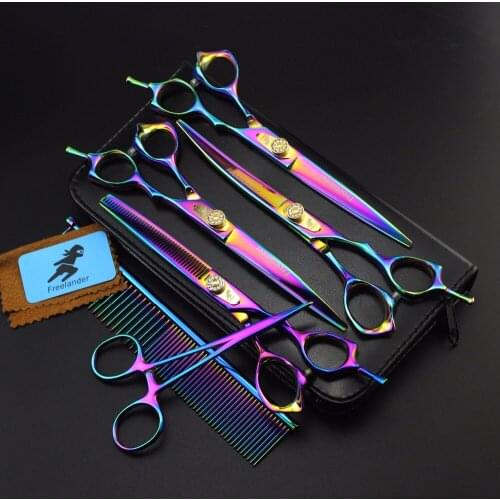 7.0inch Professional Premium Sharp Edge Dog PET GROOMING SCISSORS SHEARS Pet Scissors Set technicolor