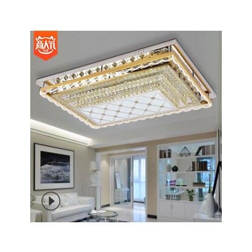 Rectangular crystal ceiling lamp living room lamp modern minimalist led lamp line cutting crystal lamp
