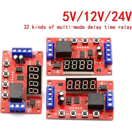 DC 5V 12V 24V 10A Adjustable Time Delay Relay Module 32 Modes LED Digital Timming Trigger Timer Control Switch Pulse Cycle