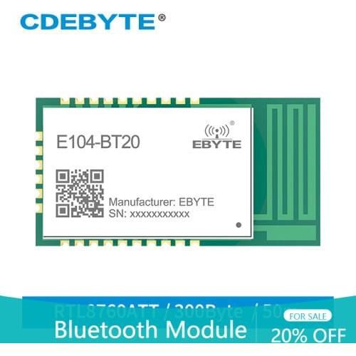 RTL8760ATT Bluetooth EDR2.1 Serial Port IoT Transceiver Module E104-BT20 AT Command PCB Antenna SMD UART 2.4GHz