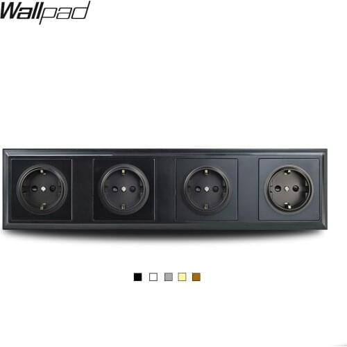 PC Quadruple EU German Electric Wall Socket L6-P70 Plastic White Black Grey Brown Gold 344 * 86 mm EU Wall Plug Socket 220V