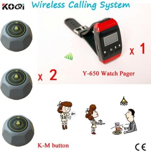 Restaurant Waiter Calling System Smart Watch Y-650 With K-M Call Bell Restaurant Pager Device