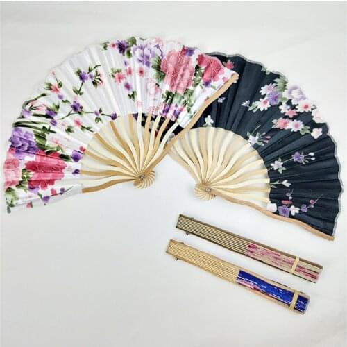 21CM Japanese Style Foldable Dance Fan Vintage Silk Bamboo Flower Fan Birthday Present Wedding Decorations Photography Props